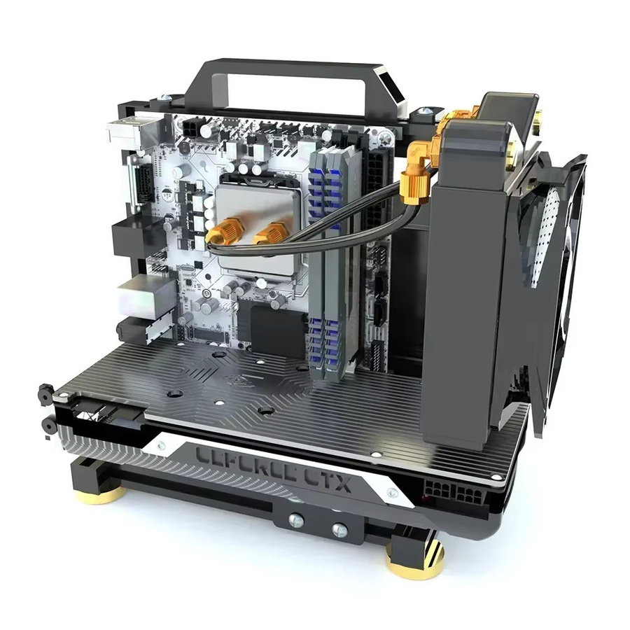 Cynzo Offenes PC-Gehäuse Rahmenregal in Schwarz für DIY ITX MATX ATX Setups mit Unterstützung für Wasser- und Luftkühlung - Bild 3