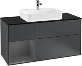 V&B Finion Waschtischunterschrank mit Wandbeleuchtung, Breite: 120 cm, Tiefe: 50,1 cm, Höhe: 50,1 cm, lackiert, matt blau - Bild 1