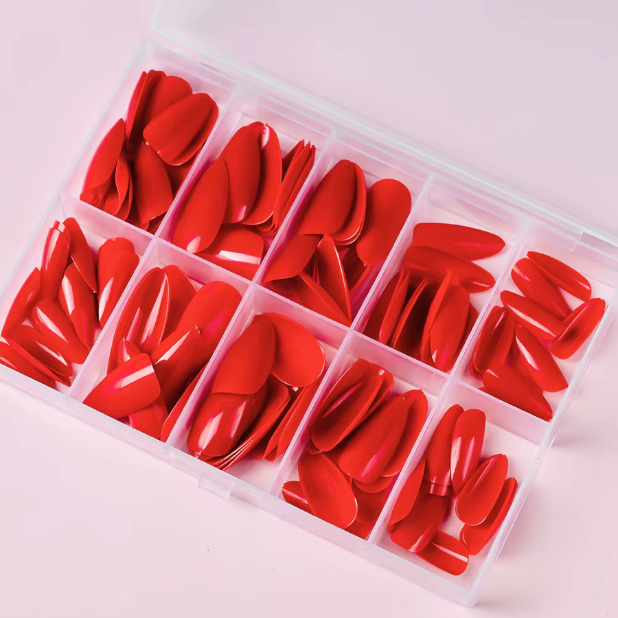 HotPress Press On Nails, Weihnachtsrot, Mittellange Mandel-Form, Glänzend, Damen - Bild 2
