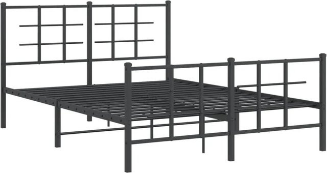vidaXL Bettgestell aus Metall mit Kopf- und Fußteil in Schwarz, B/T: 140 x 190 cm - Bild 1