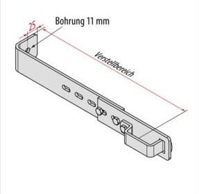 Hymer Wandhaken aus Stahl in Silber, verstellbar von 155 bis 245 mm - Bild 1