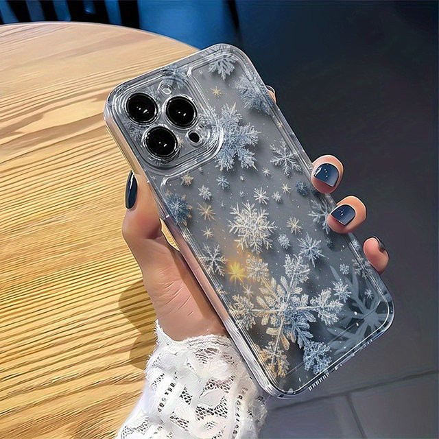 Transparente TPU-Handyhülle mit leuchtendem Schneeflockenmuster für Apple iPhone 11 bis iPhone 17 Pro Max Serie - Bild 1