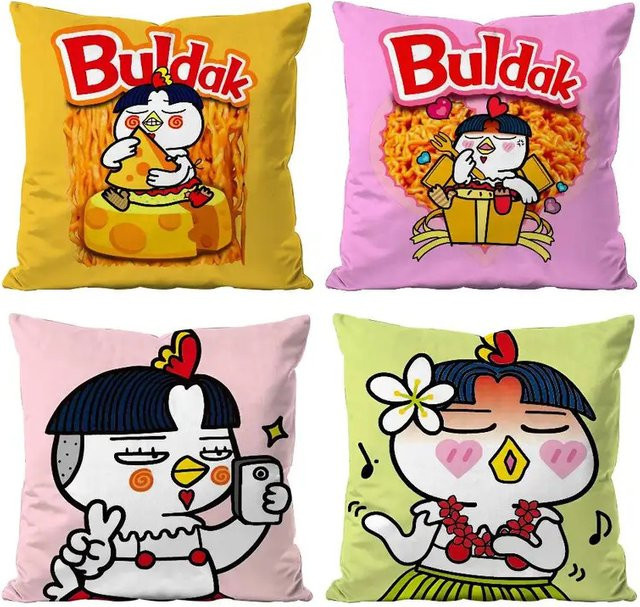VIKAMA Weicher Kissenbezug mit Anime Budakara Ramen Musterdruck, quadratisch, Breite: 30 cm, Höhe: 30 cm - Bild 1