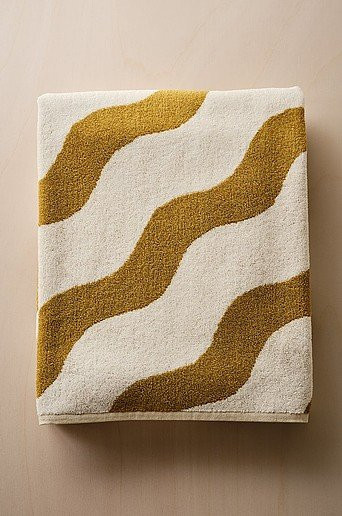 Jotex WAVES Badetuch gestreift in Beige und Weiß, B: 90 cm, L: 150 cm - Bild 1