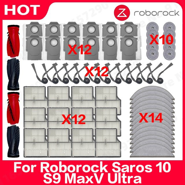 Roborock Ersatzteil-Set für Saros 10 und S9 MaxV Ultra mit Hauptbürste, Seitenbürste, HEPA-Filter, Wischmopp und Staubbeuteln in Multicolour - Bild 1