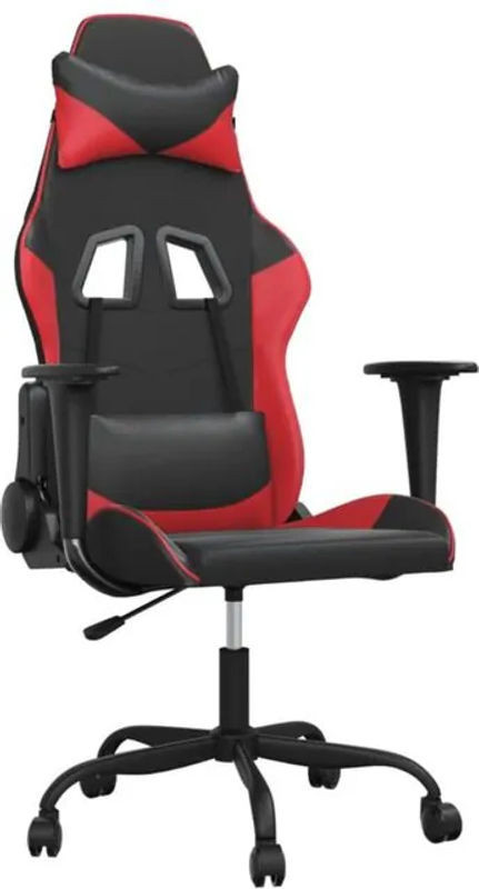 vidaxl Gamingstuhl mit Massagefunktion aus Kunstleder in Schwarz und Rot - Bild 1