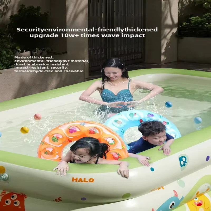 Aufblasbarer Kinder-Swimmingpool in Mehrfarbig, rechteckiges Design, Durchmesser: 150 cm - Bild 5