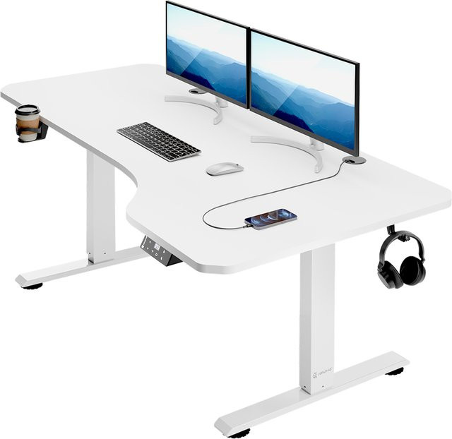 Casaria elektrischer höhenverstellbarer Schreibtisch in Weiß mit Stahlgestell B/T/H: 160 x 75 x 73-118 cm - Bild 1
