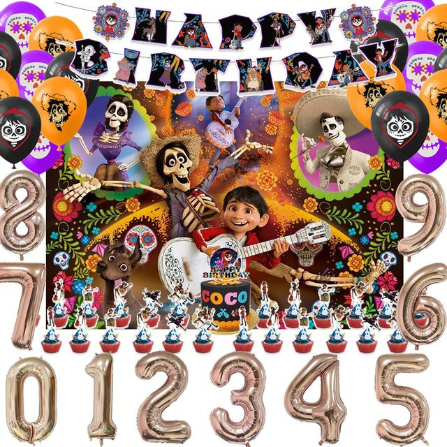 Disney Coco Thema Party Dekoration Set mit Luftballons, Banner und Kuchenaufsatz in Mehrfarbig - Bild 1