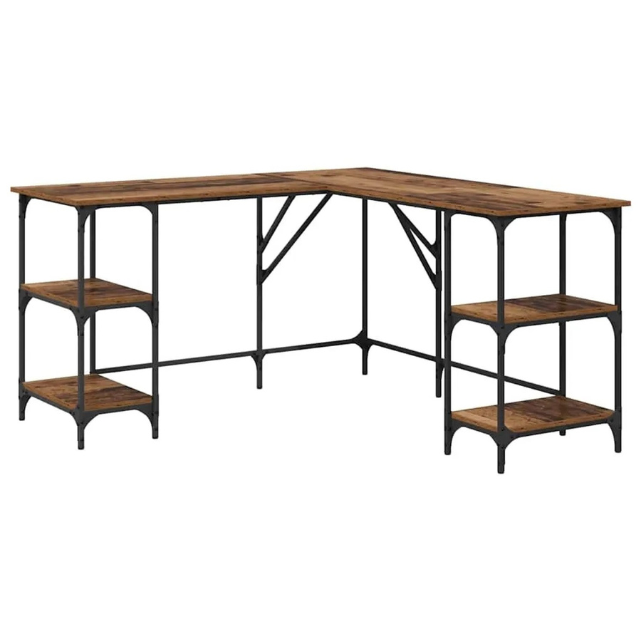 vidaXL Schreibtisch in L-Form aus Holzwerkstoff in Braun im industriellen Stil, B/T/H: 139 x 139 x 75 cm - Bild 2