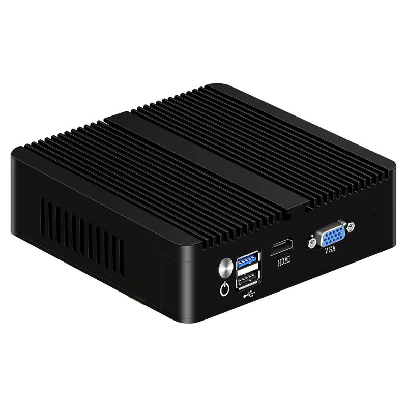 Intel Industrie-Mini-PC mit Celeron N2830/J1900, 4x 2.5G LAN, 2x USB, 1x HDMI, 1x VGA, WLAN-Unterstützung, Firewall-Gerät, Schwarz, Windows 10 kompatibel - Bild 2