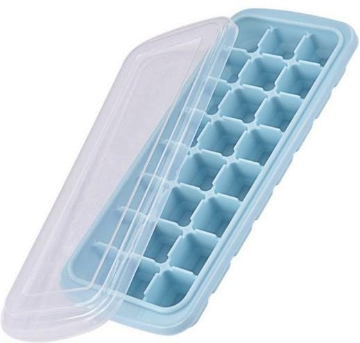 DYS Kitchen Eiswürfelschale aus Silikon mit Abdeckung, 24 Fächer, Blau - Bild 1