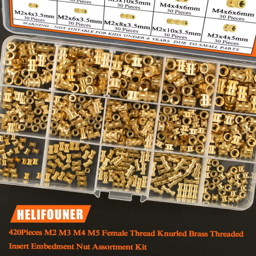 420er Set Messing Einbettmuttern für 3D-Drucker mit M2, M3, M4 und M5 Gewinde in Gold - Bild 4