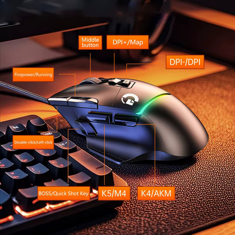 Ergonomische kabellose Gaming-Maus in Weiß mit Bluetooth und USB-C, programmierbar mit optischem Sensor für PC und Windows - Bild 3