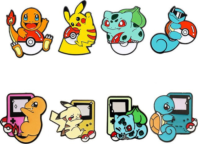 Bandai Pokémon Starter-Charakter-Set, Pokeball-Emaille-Pins, 4/8-teiliges Set - Bild 1