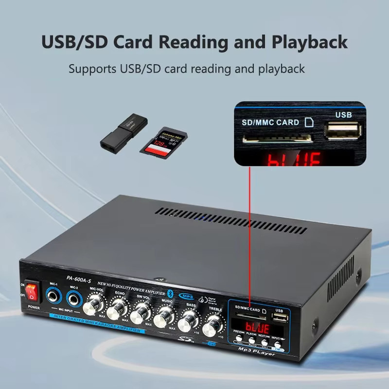 Luxuglow Bluetooth 4.1-Kanal HiFi-Verstärker mit 800W Leistung und FM/USB in Schwarz - Bild 4