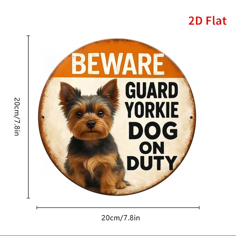 Warnschild Potdemiel Guard Yorkie on Duty mit Yorkshire-Terrier im Vintage-Look, Metall, B/H: 20 x 20 cm - Bild 2