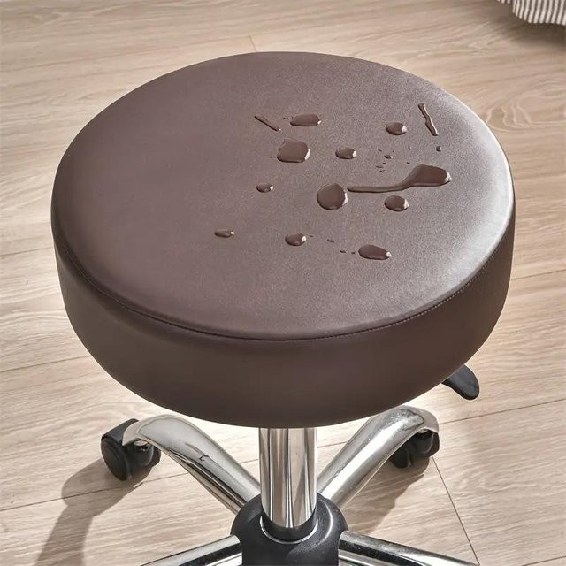 Yiran Furniture Runder Hockerbezug aus PU-Leder in Braun, Wasserdicht und Staubdicht, Durchmesser: 36 cm - Bild 1