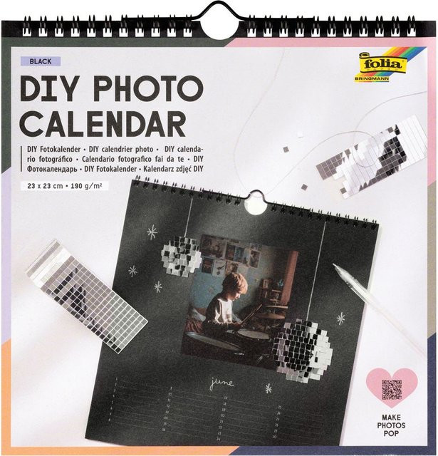 DIY Fotokalender Black in Schwarz, monatlich, B/T/H: 23 x 23 cm - Bild 1