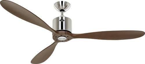 CasaFan Deckenventilator AEROPLAN ECO 132 BN-NB mit Massivholz Flügeln in Nussbaum, Chrom gebürstet, inklusive Fernbedienung und Timer - Bild 1