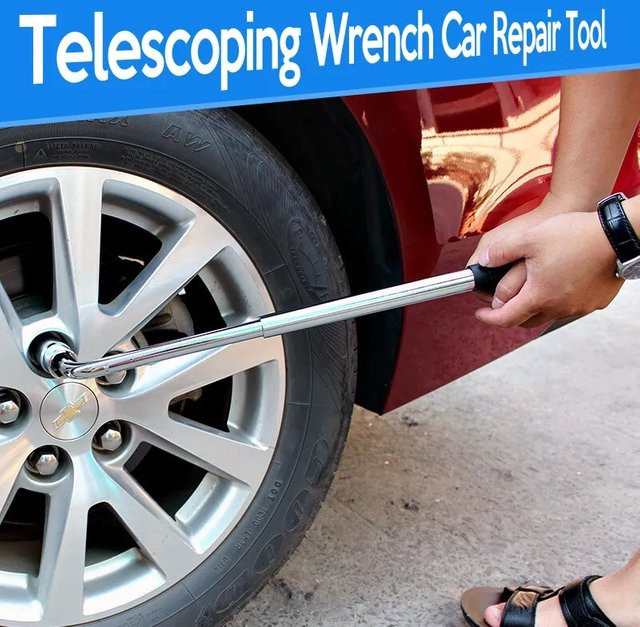 Teleskop-Radschlüssel Set mit Steckschlüsseln für die Autoreparatur in Silber, 17/19 mm und 21/23 mm - Bild 1