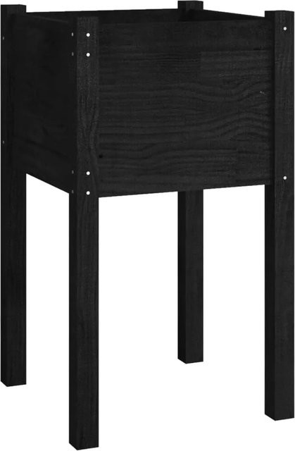 vidaXL Pflanzkübel aus massivem Kiefernholz in Schwarz, B/T/H: 40 x 40 x 70 cm - Bild 1