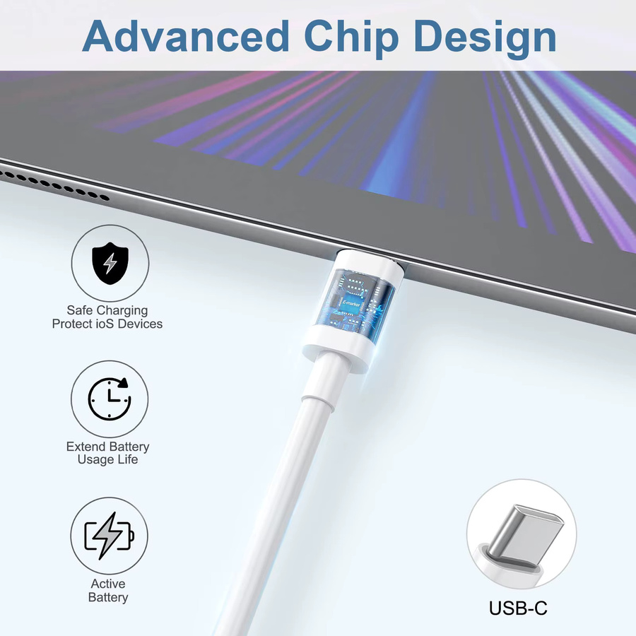 USB-C auf USB-C Schnellladekabel für dein Telefon im 3er-Pack, Weiß - Bild 3