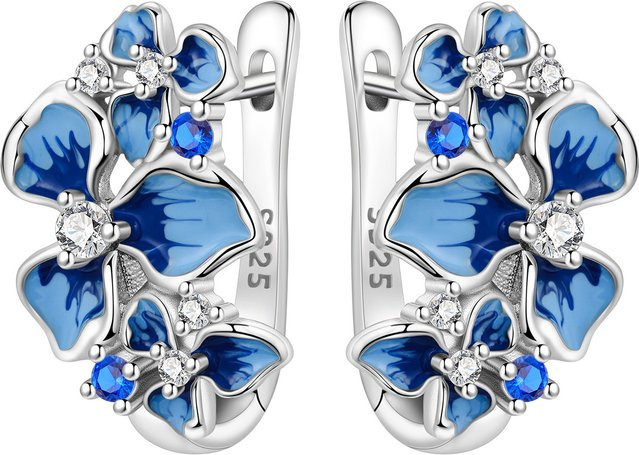 Orstarry Creolen 925 Sterlingsilber, blaue Iris-Blume, Damen - Bild 1