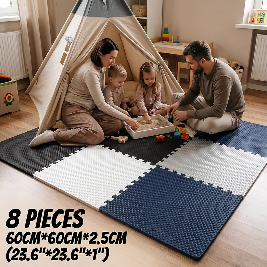 DHDH 8-teilige Baby-Spielmatte aus Schaumstoff in Beige und Multicolour, B/T: 60 x 60 cm, Höhe: 2,5 cm - Bild 3