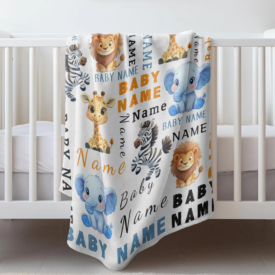 VIKAMA Babydecke mit Dschungeltier-Motiv in Multicolour, weiche Decke für Kinderwagen und Kinderzimmer, B/T: 90 x 60 cm - Bild 3