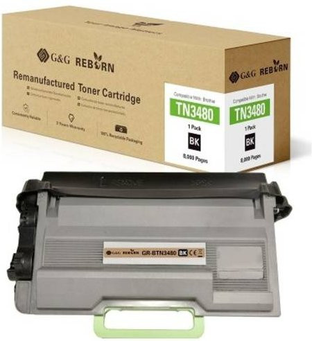 G&G Toner Cartridge Schwarz kompatibel mit Brother TN-3480, remanufactured, 8000 Seiten Kapazität - Bild 1
