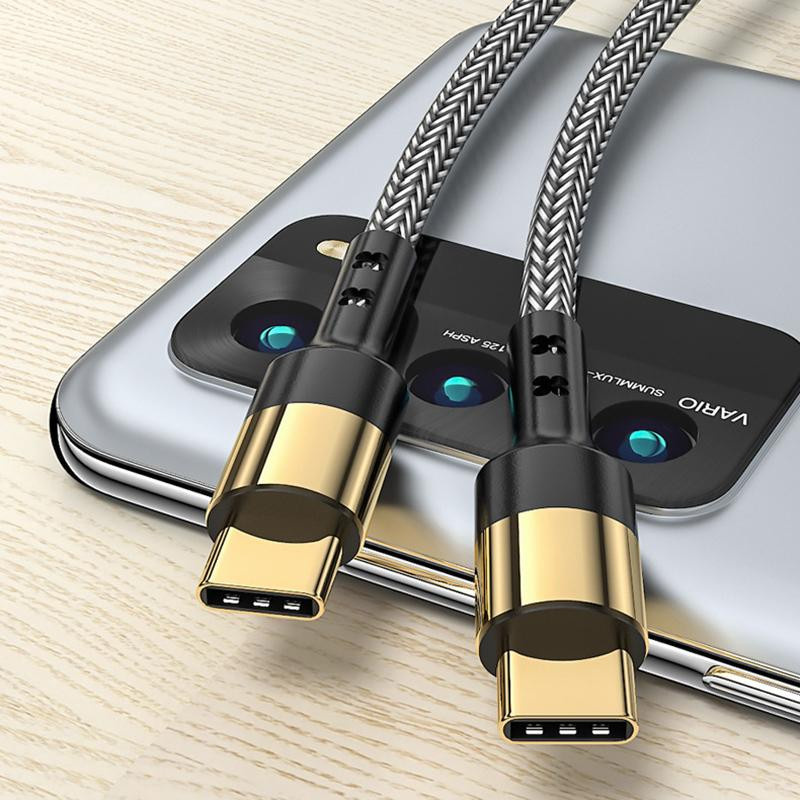VAORLO USB-C auf USB-C Ladekabel 60 W mit 5 A Quick Charge 4.0 für Samsung S20, MacBook und iPad Pro, Grau - Bild 5