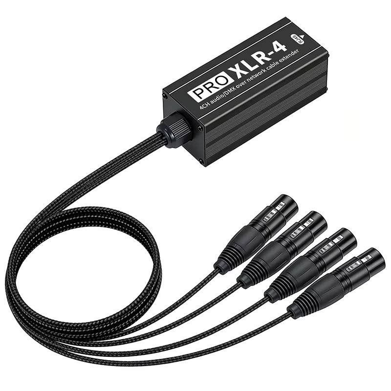 TITAK PRO XLR-4 4-Kanal XLR auf RJ45 Breakout-Kabel Audio-DMX-Extender in Schwarz für Mischpult, Mikrofon und Bühnenbeleuchtung - Bild 4