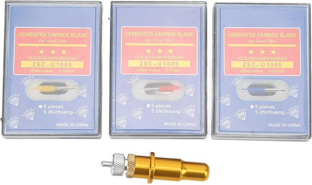 Igeteck Schneideplotter Messerhalter Kit mit 3 Typen Wolfram-Klingen in Beige und Gold - Bild 1