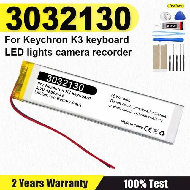 XDOU Li-Polymer-Batterie 3,7 V 1800 mAh für Keychron K3 Bluetooth-Tastatur und andere Geräte - Bild 1