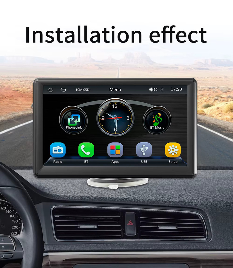 BQCC 7 Zoll HD Universal Auto MP5 Player mit Wireless CarPlay, Android Auto, Mirrorlink und Bluetooth in Schwarz - Bild 2