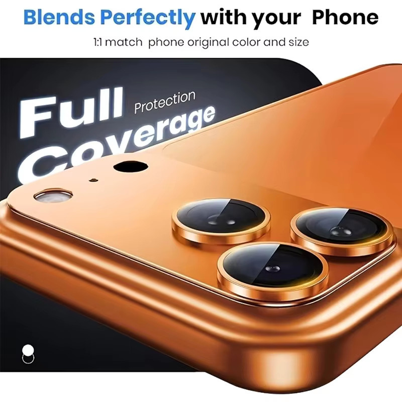 Kameraobjektivschutz für iPhone 17 Pro Max aus Metall und Glas in Silber mit Aluminium-Rahmenring und gehärteter Glasfolie - Bild 5