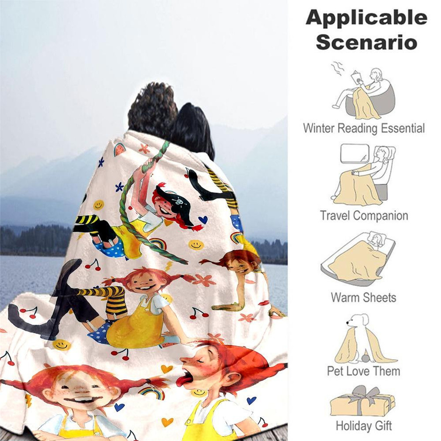 Yun2 Home Pippi Langstrumpf Abenteuer Outdoor-Decke aus Flanell, Mehrfarbig, B/H: 80 x 120 cm - Bild 6