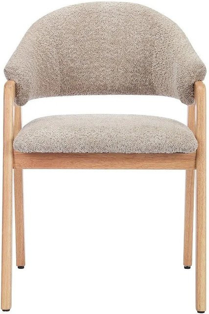 Vente-unique Soluna Stuhl aus Bouclé-Stoff und Gummibaumholz in Taupe und Beige im skandinavischen Design, Breite: 56 cm - Bild 1