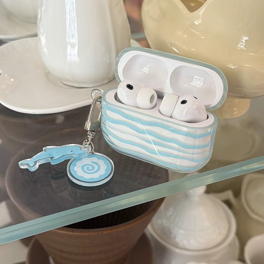Schutzhülle für Apple AirPods 4, 2, 3 und Pro 2 in Blue Fish Star mit Schlüsselanhänger - Bild 3