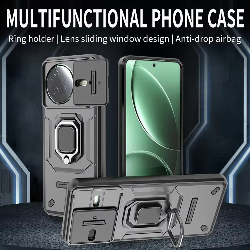 Stoßfeste Schutzhülle für Xiaomi Poco F7 Pro, F7 Ultra und POCO X7 mit magnetischem Ring-Ständer in Grau - Bild 2