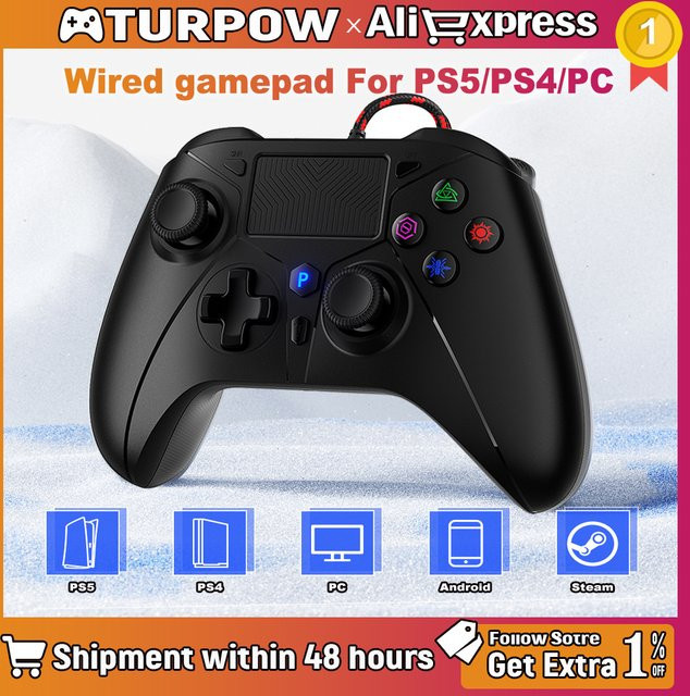 Sony DualSense Gamepad für PS5 und PC, kabelgebundener Controller mit Vibrationsfunktion, Turbo-Modus und 3,5 mm Klinkenanschluss in Schwarz oder Weiß - Bild 1
