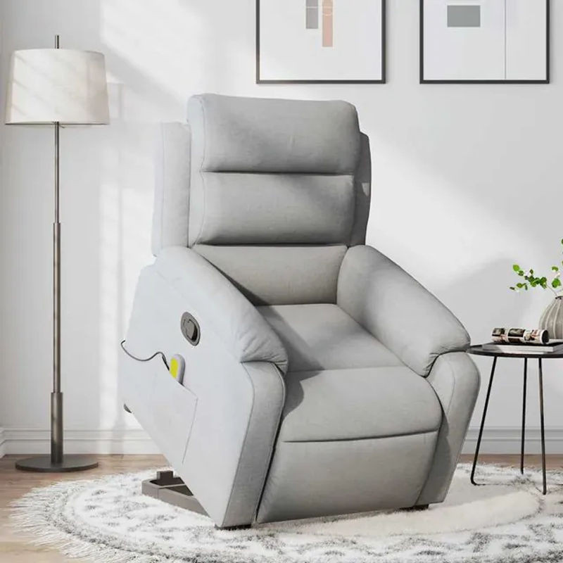 Vidaxl Massagesessel Aufstehhilfe Relaxsessel aus Stoff in Grau - Bild 1