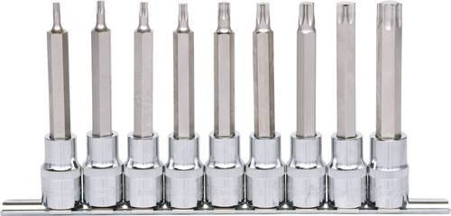 KS Tools CHROMEplus Bit-Stecknuss-Satz 1/2" TX lang, 9-teilig, T20-T60, Silber - Bild 1