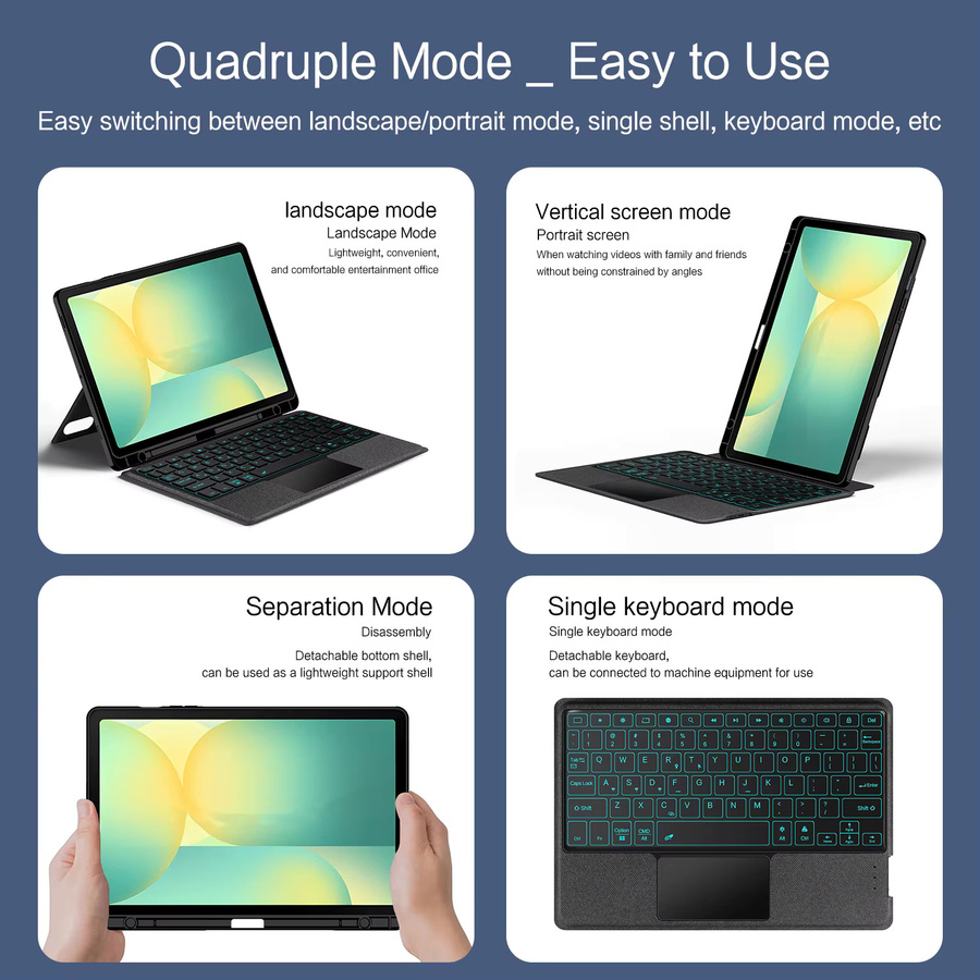 Samsung Magische Tastatur mit Touchpad für Galaxy Tab S10 FE und Tab S9 FE 10,9 Zoll, abnehmbare Hülle, Schwarz - Bild 4