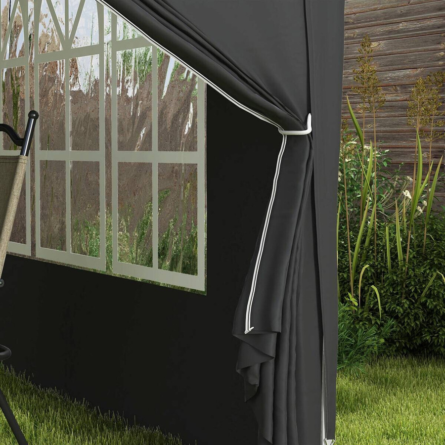 Outsunny Pavillon aus Stahl und Polyester in Schwarz mit Fenstern, B/H/L: 295 x 258 x 295 cm - Bild 4