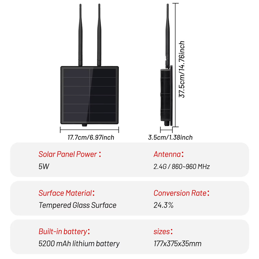 KEEPTEEN D5L Solarbetriebener LoRa Meshcore Node Repeater RAK4631 RAK19007 Wasserdichter Mesh-Funk Repeater mit Antenne in Schwarz - Bild 4