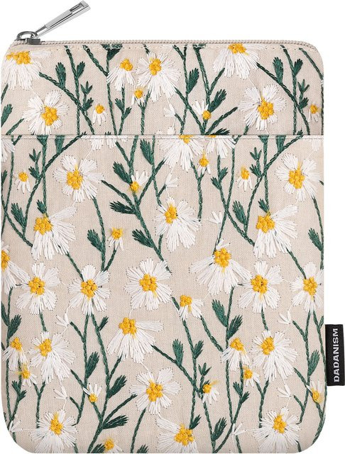 Dadanism Schutzhülle mit Gänseblümchen-Stickerei für 7 Zoll Kindle Paperwhite, 6 Zoll Kindle und Kindle Oasis sowie Kobo E-Reader, Weiß/Mehrfarbig - Bild 1