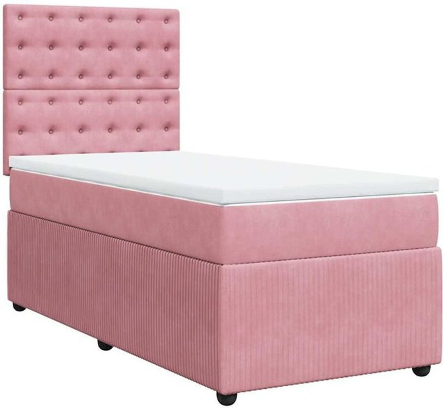 vidaxl Boxspringbett mit Matratze in Rosa und Weiß aus Samt, B/T/H: 200 x 80 x 150,5 cm - Bild 1