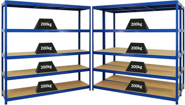 PROREGAL 3er Set Schwerlastregal Giant Elephant in Blau mit verstellbaren Fachböden aus MDF und Metall, H x B x T: 180 x 180 x 45 cm - Bild 1